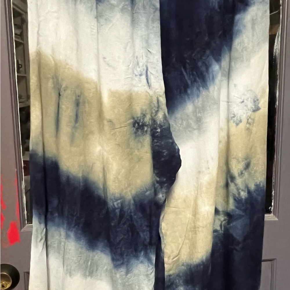 Bryn Walker Pants Viscose Blue and White Tie-Dye Wide-Leg 3X